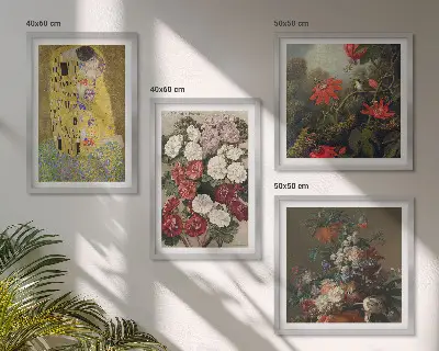 Set de 4 cuadros para salón inspirado en Flores del árbol de Klimt
