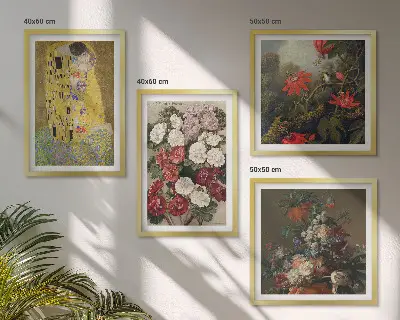 Set de 4 cuadros para salón inspirado en Flores del árbol de Klimt