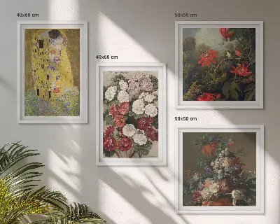 Set de 4 cuadros para salón inspirado en Flores del árbol de Klimt