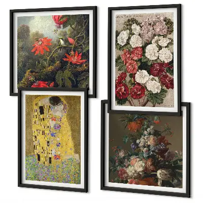 Set de 4 cuadros para salón inspirado en Flores del árbol de Klimt
