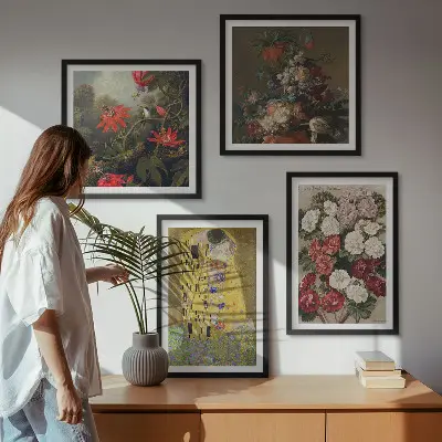 Set de 4 cuadros para salón inspirado en Flores del árbol de Klimt