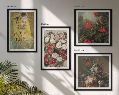 Set de 4 cuadros para salón inspirado en Flores del árbol de Klimt