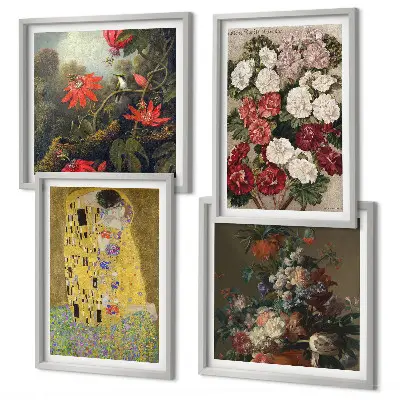 Set de 4 cuadros para salón inspirado en Flores del árbol de Klimt