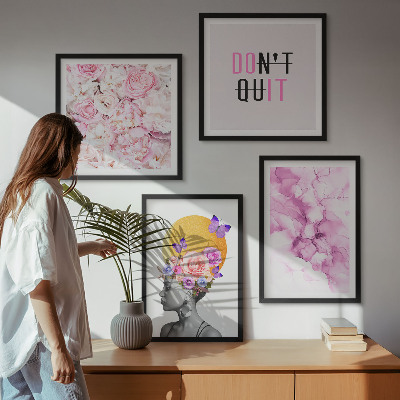 Set de cuadros modernos para salón Retrato abstracto de una mujer con flores