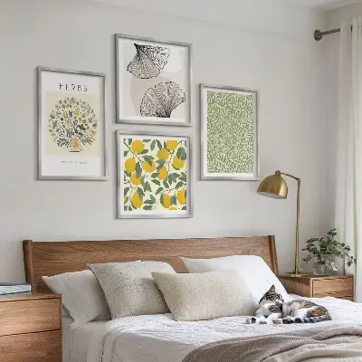 Galería de pared diseño con hierbas y hojas de limón