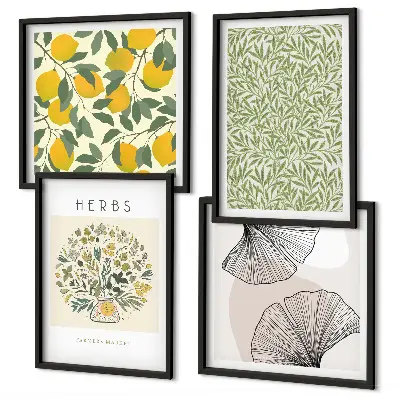 Galería de pared diseño con hierbas y hojas de limón