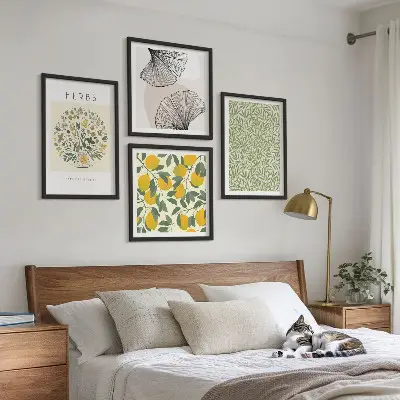 Galería de pared diseño con hierbas y hojas de limón