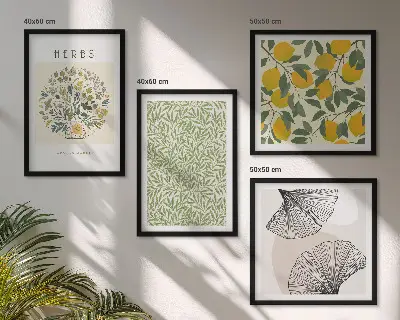 Galería de pared diseño con hierbas y hojas de limón