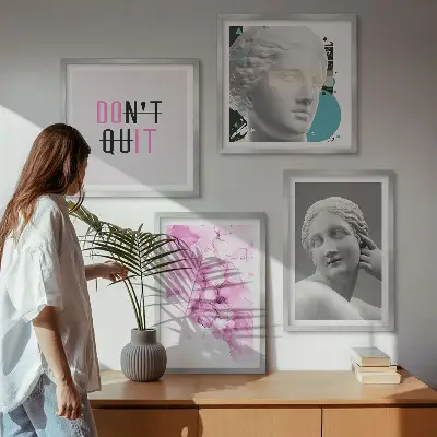 Set de cuadros modernos para salón diseño de escultura abstracta en acuarela