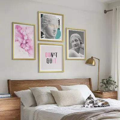 Set de cuadros modernos para salón diseño de escultura abstracta en acuarela
