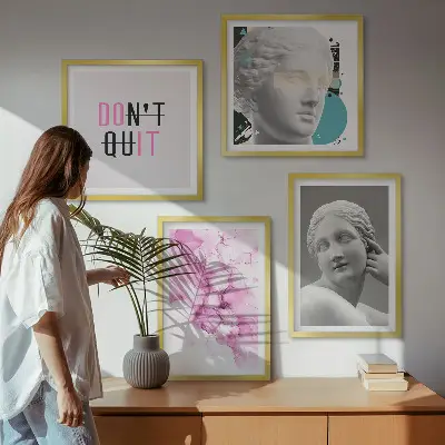 Set de cuadros modernos para salón diseño de escultura abstracta en acuarela