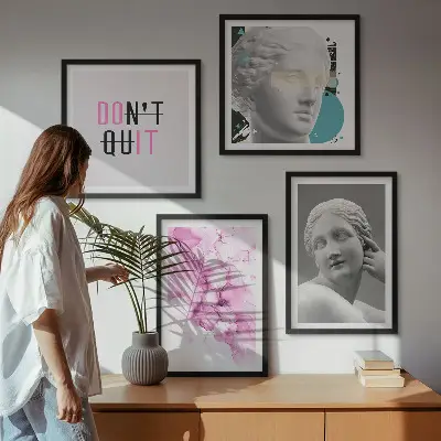 Set de cuadros modernos para salón diseño de escultura abstracta en acuarela