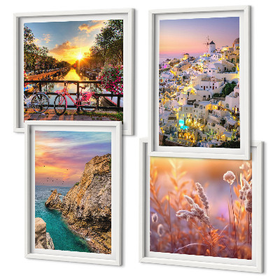 Set de cuadros modernos para salón puestas de sol junto al mar