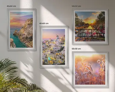 Set de cuadros modernos para salón con diseño de puestas de sol junto al mar