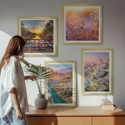 Set de cuadros modernos para salón con diseño de puestas de sol junto al mar