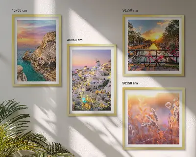 Set de cuadros modernos para salón con diseño de puestas de sol junto al mar