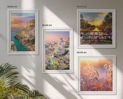 Set de cuadros modernos para salón con diseño de puestas de sol junto al mar