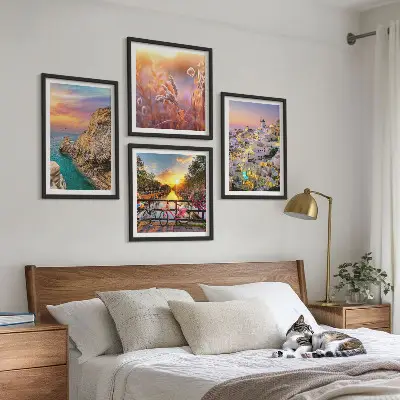Set de cuadros modernos para salón con diseño de puestas de sol junto al mar