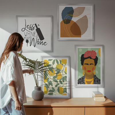 Galería de pared Retrato de Frida con vino de limones
