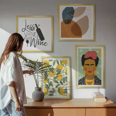 Galería de pared Retrato de Frida con vino de limones