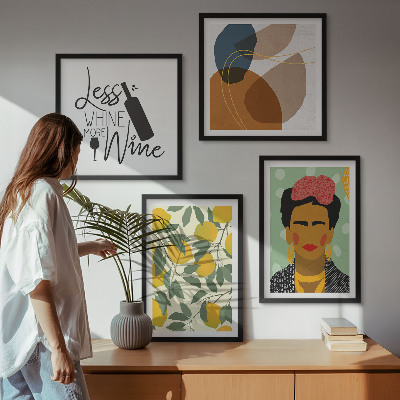 Galería de pared Retrato de Frida con vino de limones