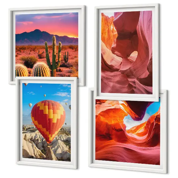 Set de cuadros modernos para salón con diseño de paisajes de gargantas desérticas