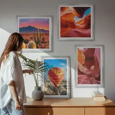 Set de cuadros modernos para salón con diseño de paisajes de gargantas desérticas