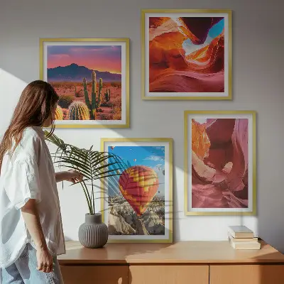 Set de cuadros modernos para salón con diseño de paisajes de gargantas desérticas