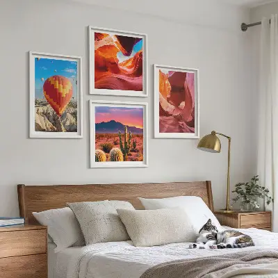 Set de cuadros modernos para salón con diseño de paisajes de gargantas desérticas