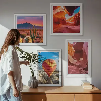 Set de cuadros modernos para salón con diseño de paisajes de gargantas desérticas