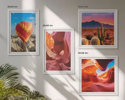 Set de cuadros modernos para salón con diseño de paisajes de gargantas desérticas