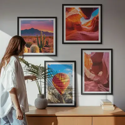 Set de cuadros modernos para salón con diseño de paisajes de gargantas desérticas