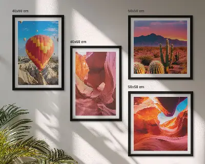 Set de cuadros modernos para salón con diseño de paisajes de gargantas desérticas