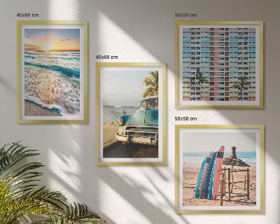 Set de 4 cuadros para salón vistas del atardecer en Miami