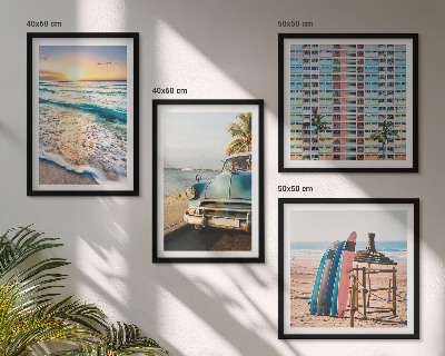 Set de 4 cuadros para salón vistas del atardecer en Miami