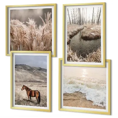 Galería de pared paisaje de caballos en un bosque de hierba marina