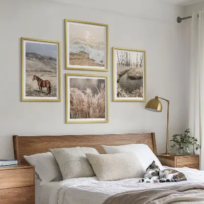 Galería de pared paisaje de caballos en un bosque de hierba marina