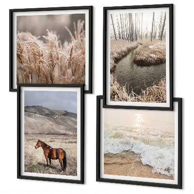 Galería de pared Caballos paisaje bosque de hierba marina