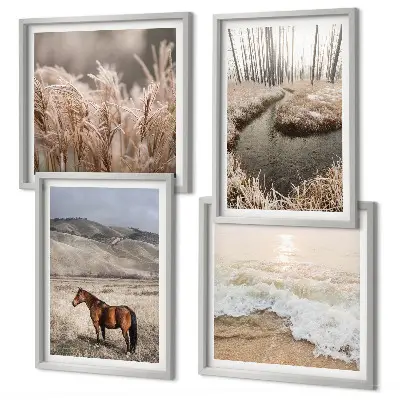 Galería de pared paisaje de caballos en un bosque de hierba marina