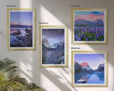 Set de cuadros modernos para salón con paisajes de montaña agua y campos de flores