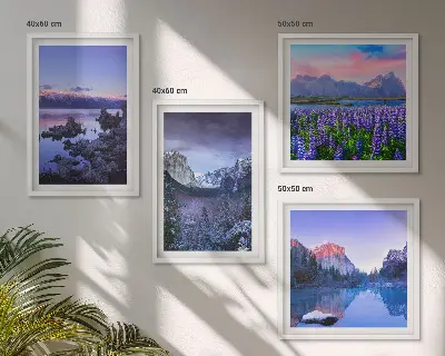 Set de cuadros modernos para salón con paisajes de montaña agua y campos de flores