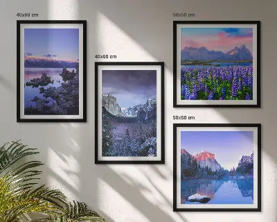 Set de cuadros modernos para salón con paisajes de montaña agua y campos de flores