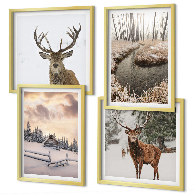 Galería de pared Paisaje invernal con ciervos