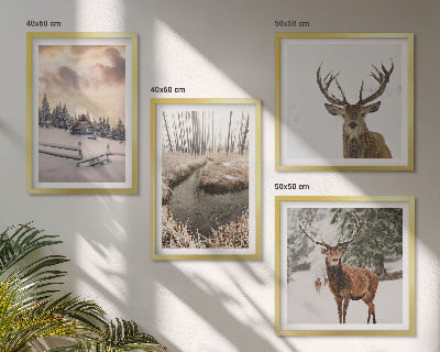 Galería de pared Paisaje invernal con ciervos