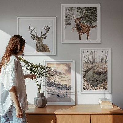 Galería de pared Paisaje invernal con ciervos