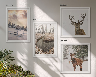 Galería de pared Paisaje invernal con ciervos