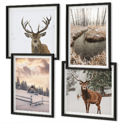 Galería de pared Paisaje invernal con ciervos