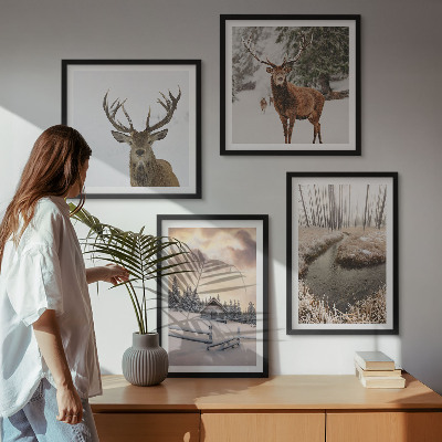 Galería de pared Paisaje invernal con ciervos