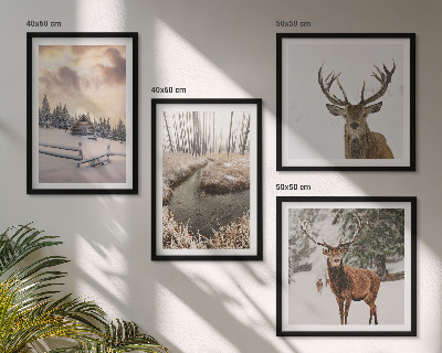 Galería de pared Paisaje invernal con ciervos