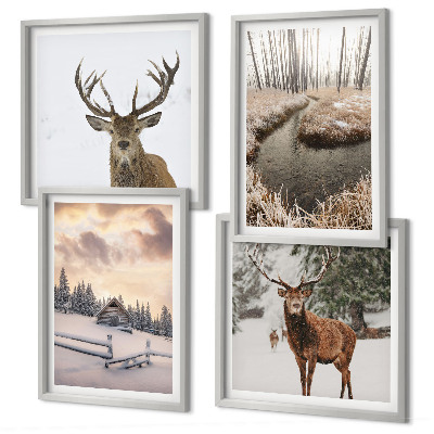 Galería de pared Paisaje invernal con ciervos